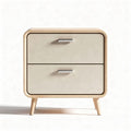 Wooden nightstand with two drawers and silver handles 50 x 40 x 45cm