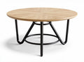 Wooden round coffee table with metal legs 80 x 80 x 45cm for living room