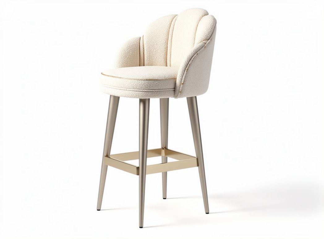 Upholstered bar stool with metal legs in cream color 45 x 45 x 100cm