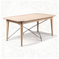 Wooden dining table with chrome legs 150 x 80 x 75cm natural finish