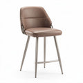 Brown leather bar stool with stainless steel legs 45 x 45 x 100cm