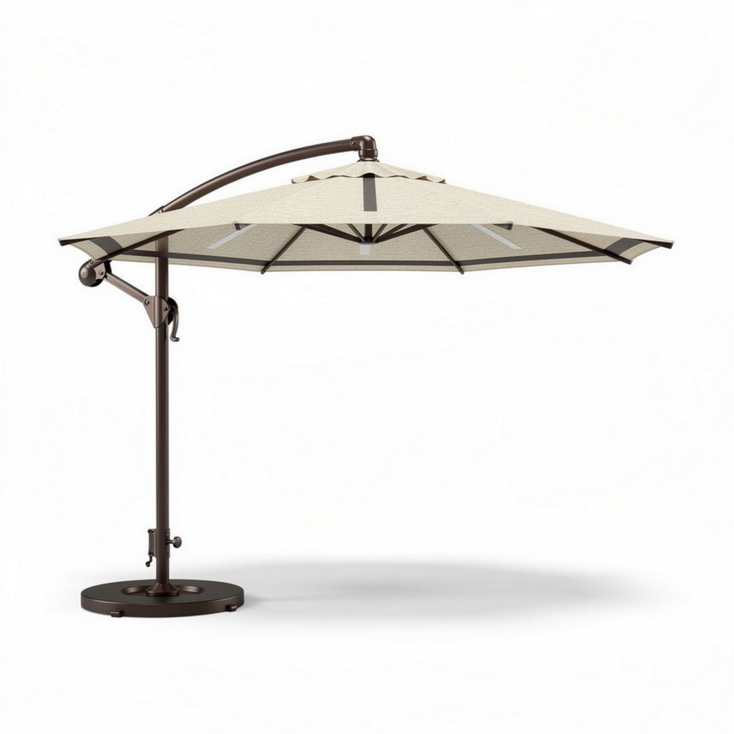 Offset patio umbrella with aluminum pole and beige canopy 250 x 250 x 250cm