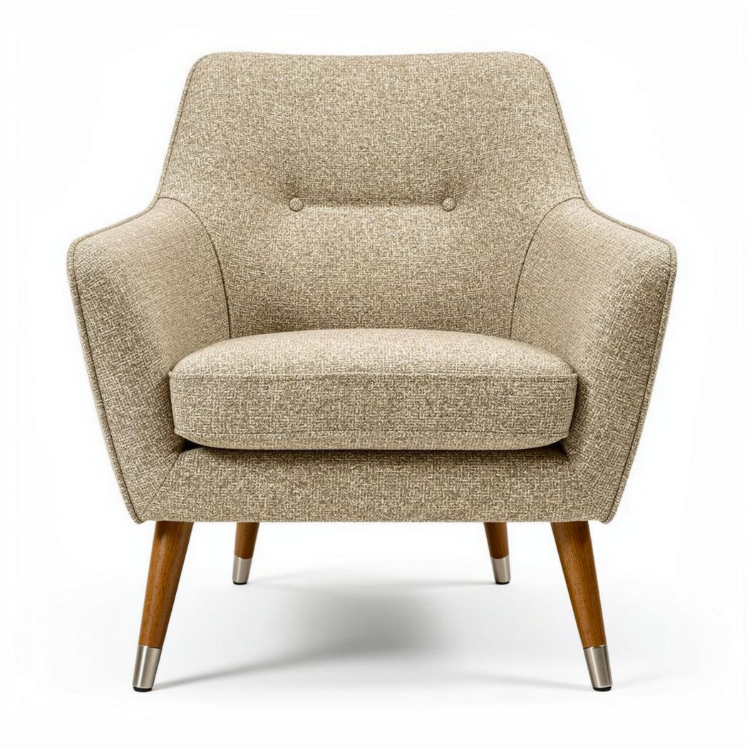 Fabric armchair with wooden legs in beige color 80 x 80 x 85cm