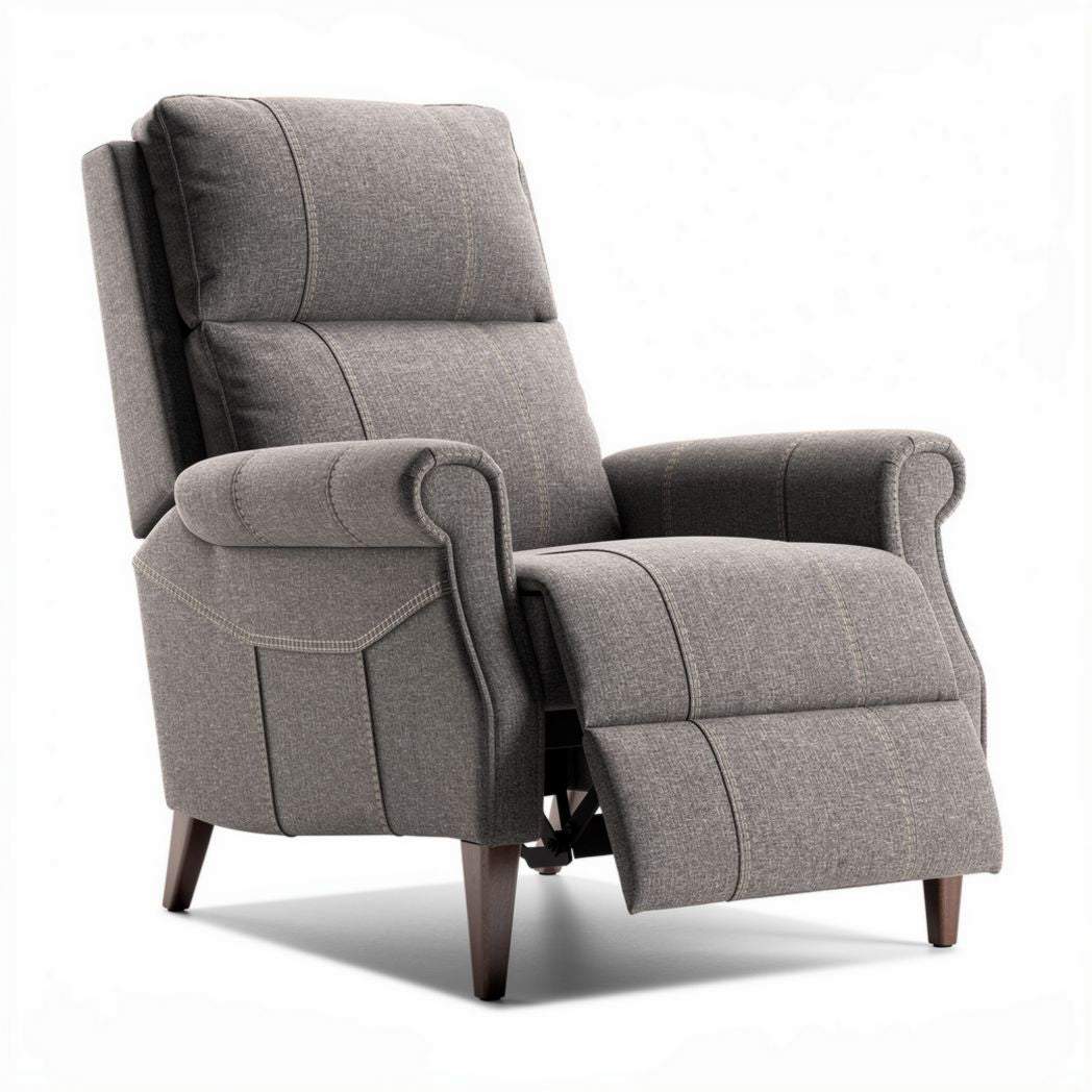 Recliner chair with adjustable footrest gray fabric upholstery 85 x 85 x 100cm
