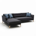 Modern sectional sofa with chaise lounge in dark gray fabric 240 x 90 x 75cm