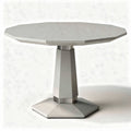 Octagonal dining table with metal base in silver 80 x 80 x 75cm