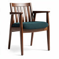 Wooden armchair with padded teal seat cushion 50 x 50 x 80cm