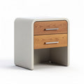 Wood and metal nightstand with two drawers 40 x 40 x 50cm in white and brown